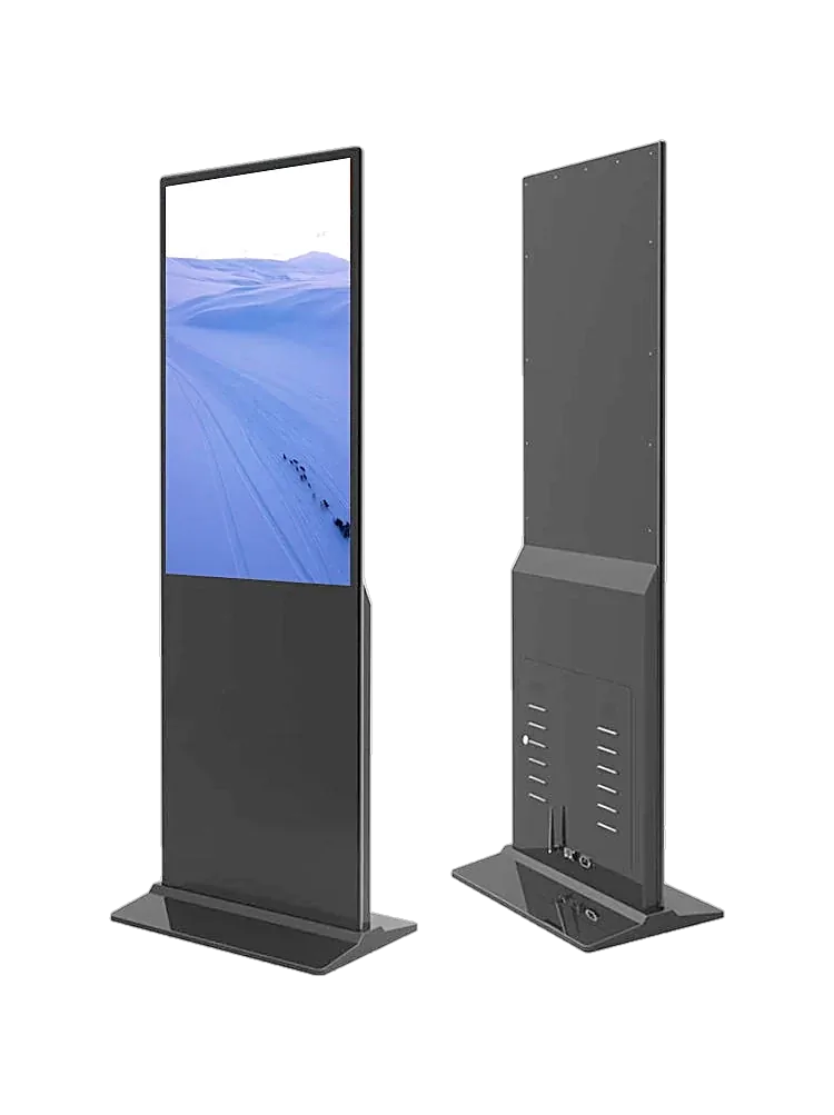 FT totem display digital profissional 4K ultra fino, frente e verso