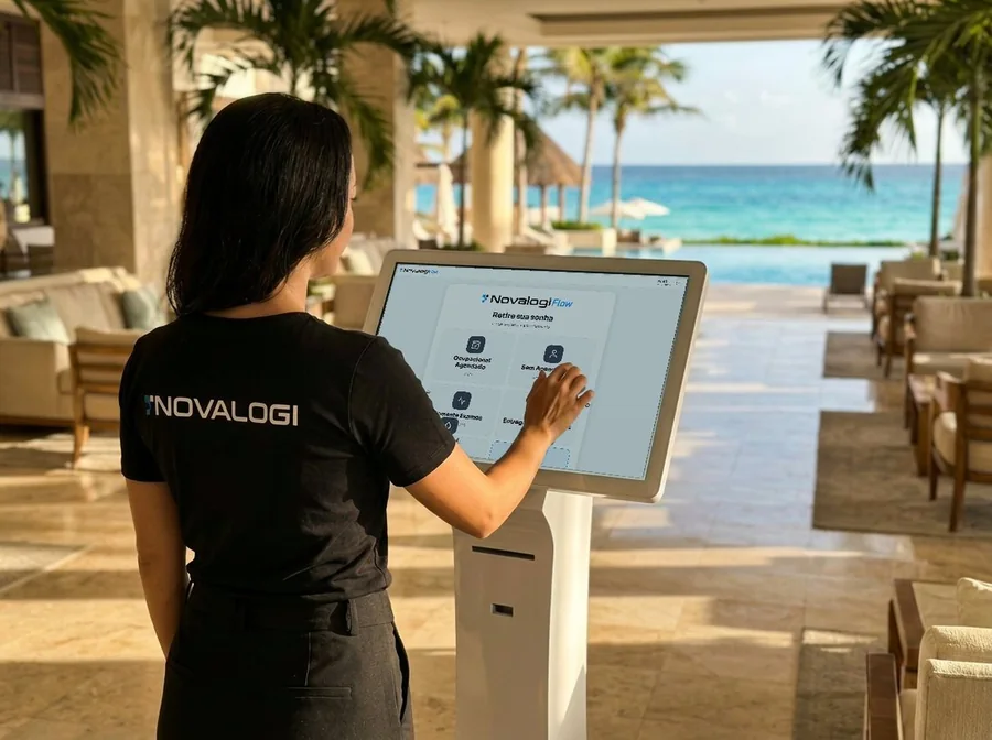 NovalogiFlow operando em um totem Novalogi